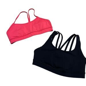Lululemon Sports Bra Bundle Size 8 Pink Flow Y Bra and Black  Energy Bra (Peek)
